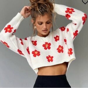 Princess Polly Floral Cropped Sweater